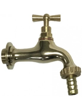 Brass tap with hose nozzle