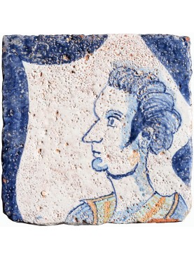Copy of ancient Sicilian tile painted on ancient original tile