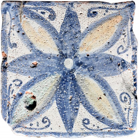 Copy of ancient Sicilian tile painted on ancient original tile