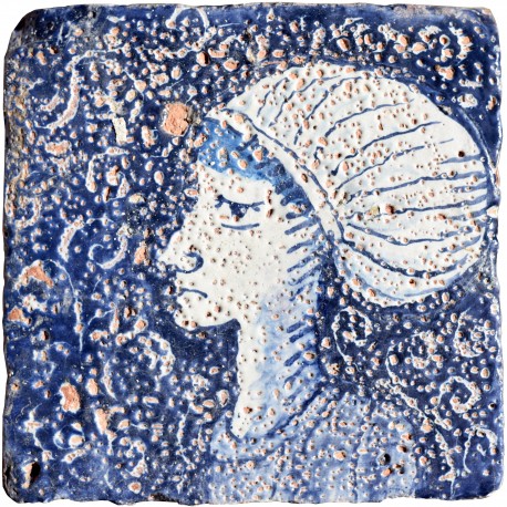 Copia di antica piastrella siciliana dipinta su antica piastrella originale