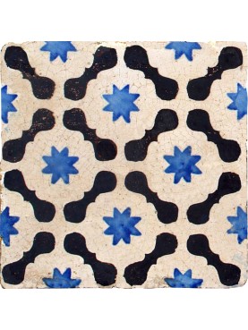 Majolica tile cobalt blue and manganese
