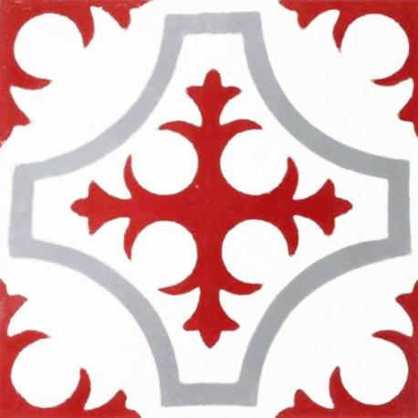 Cementine Idrauliche Decorate Croce Rosso Grigio