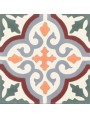 Hydraulic cement tiles white background blue yellow and red ornaments