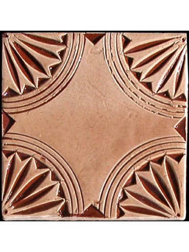 Engraved Moroccan majolica tiles - Beige 10x10