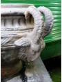 Handmade goat head vase with large horns