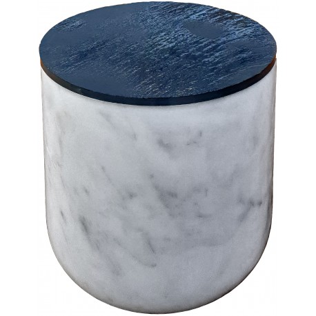 Container in white Carrara marble and slate for salted anchovies