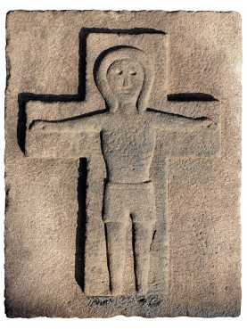 stone medieval Christ basrelief
