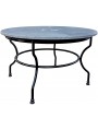 Wrought iron and white Carrara marble table with carved initials 