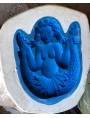 White plaster and blue silicone mold of our production 