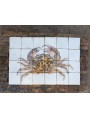 Mediterranean Crab majolica panel - 24 tiles White Background