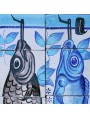 Majolica panel with 2 hanging fish