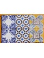 White and blue majolica tiles with flowers and central decoration
