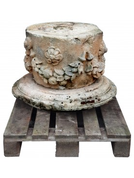 Ancient travertine base for citrus vases