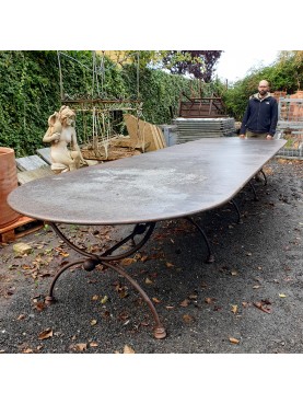Wrought iron table 500 X 140 cm with Porcinai ribs with five legs