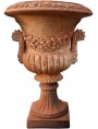 Vaso in terracotta a calice Mediceo ornato a festoni ed anse