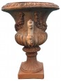 Vaso in terracotta a calice Mediceo ornato a festoni ed anse