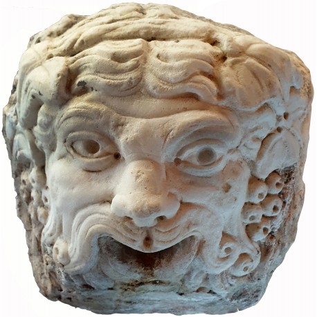 White Carrara marble ancient fountain mask