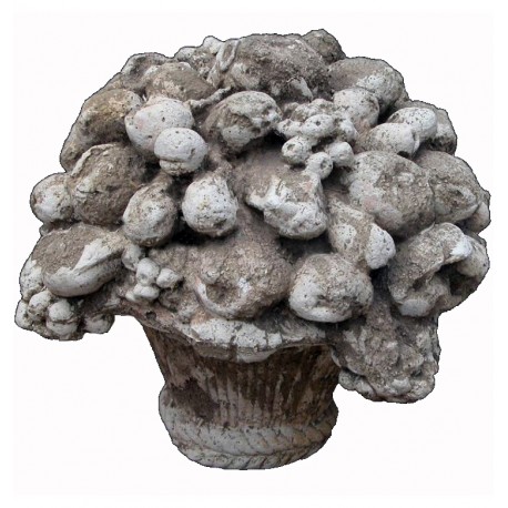 Vase of fruits in cement H.37cms