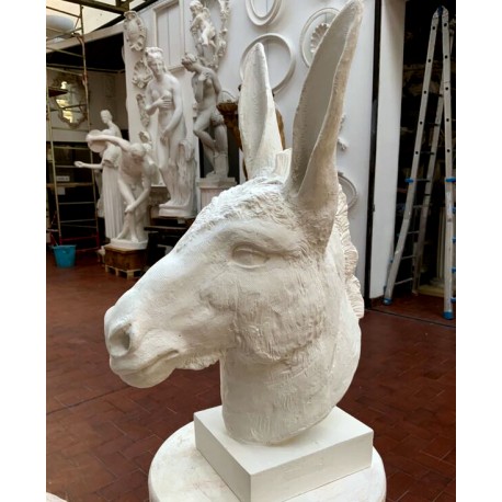 Donkey head in plaster with base