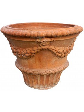 antico Vaso da Limoni con festoni da Ø55cm terracotta Impruneta conca