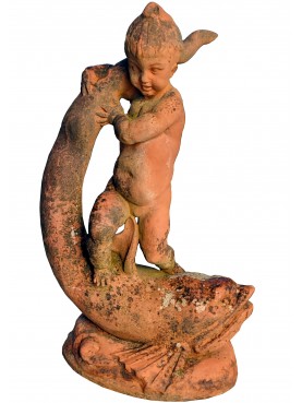 Bambina con il Delfino statua terracotta antica