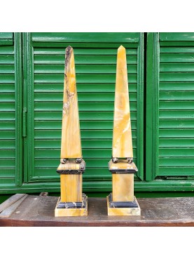 pair of Obelisks in Siena Yellow and Portoro