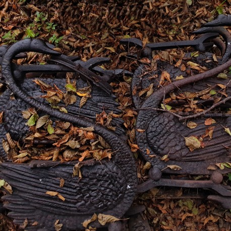 ancient CAST IRON swan bench