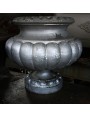 Original antique cast iron vase painted in silver