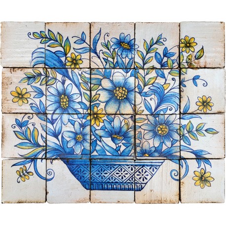Portuguese flowers panel 20 tiles 20X20 CM