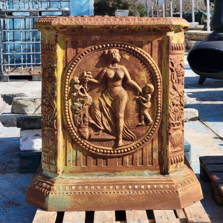 Large square cast iron base for statues or large vases