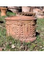 Copy of ancient Tuscan cylindrical cachepot in terracotta