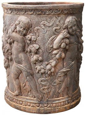 Cylinder decorated with terracotta cherubs, large model