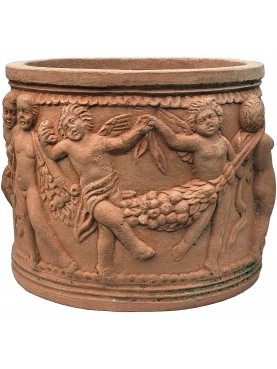 Cylinder decorated with terracotta cherubs, medium model