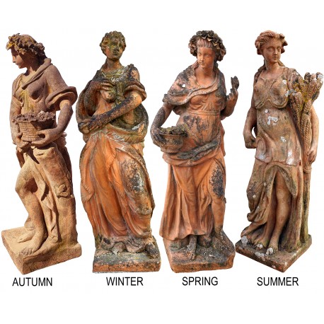 Antica originale serie di statue "le 4 stagioni" in terracotta