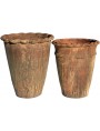 Small hand-turned flower pots - patinated