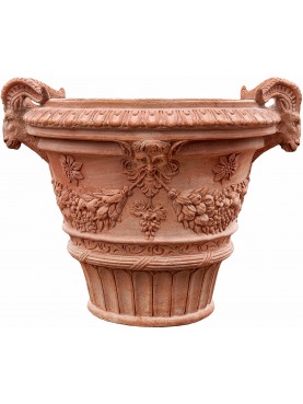 Tuscan Vase Ø52cms Impruneta flowerpot with festoons and Ram heads