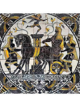 tipical ancient Sicilian majolica panel "Great Greece"
