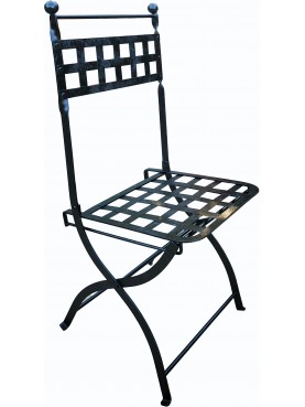 folding Forged Iron french garden chair - braided sitting Droulers version