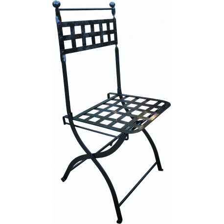 folding Forged Iron french garden chair - braided sitting Droulers version