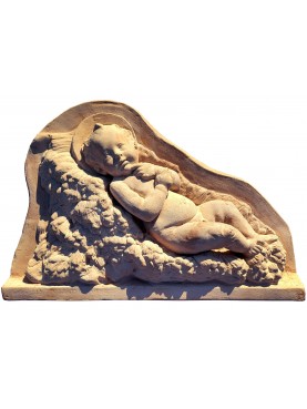 Terracotta detail of the nativity by andrea della robbia - la verna
