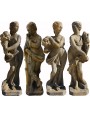 4 reconstituted stone garden statues with their bases