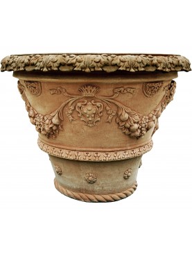 Florentine flowerpot Ø80cm with festoons and Medici coat of arms