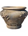 Liberty terracotta vase with horse chestnut leaves and nuts. Version with GUCCI patina