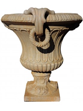 Terrcotta vase with rings - neoclassic ornamental calix