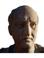 Cicerone, busto di terracotta, versione con occhi in dettaglio e nome sulla base