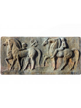 Archaic Greek bas-relief in patinated terracotta