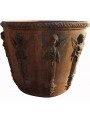 Vase - Terracotta cachepot with winged caryatids
