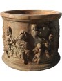 Patinated cylindrical cachepot adorned with scenes of the Aeneid