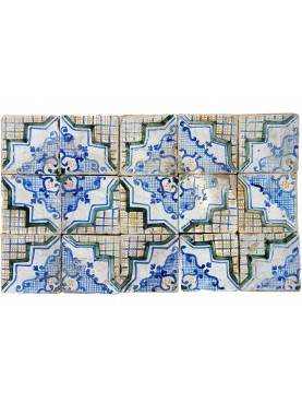 Panel with 15 original ancient tiles from Cerreto Sannita