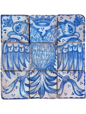 Sicilian majolica panel with double-headed eagle